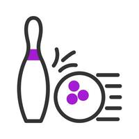 bolos icono duotono púrpura negro deporte símbolo ilustración. vector