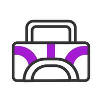 Backpack icon duotone purple black sport symbol illustration. vector