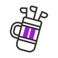 mochila icono duotono púrpura negro deporte símbolo ilustración. vector