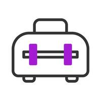 Backpack icon duotone purple black sport symbol illustration. vector