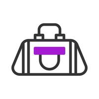 mochila icono duotono púrpura negro deporte símbolo ilustración. vector