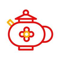 Teapot icon duocolor red yellow chinese illustration vector