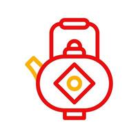 Teapot icon duocolor red yellow chinese illustration vector