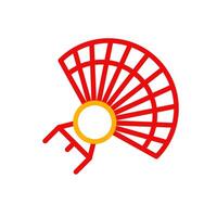 Fan icon duocolor red yellow chinese illustration vector