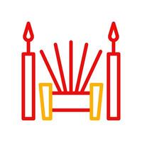 Incense icon duocolor red yellow chinese illustration vector