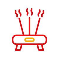 Incense icon duocolor red yellow chinese illustration vector