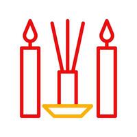 Incense icon duocolor red yellow chinese illustration vector