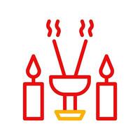 Incense icon duocolor red yellow chinese illustration vector
