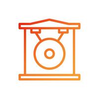 gong icono degradado rojo naranja chino ilustración vector