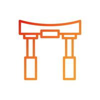 Arch icon gradient red orange chinese illustration vector
