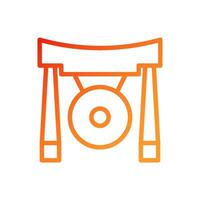 gong icono degradado rojo naranja chino ilustración vector