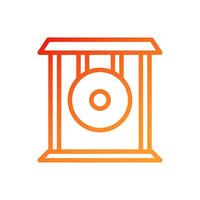 gong icono degradado rojo naranja chino ilustración vector