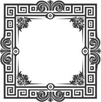 Silhouette Greek square frame black color only vector