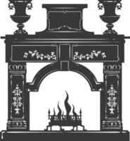 Silhouette fireplace black color only vector