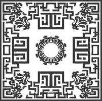 Silhouette Greek square frame black color only vector