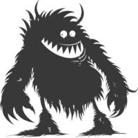 Silhouette funny monster black color only vector