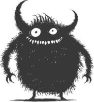 Silhouette funny monster black color only vector