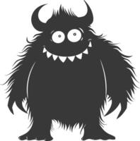 Silhouette funny monster black color only vector