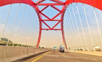 Batang, Indonesia on March 8 2023. The Kalikuto Bridge is the new icon of the Semarang Batang Toll Road. T photo