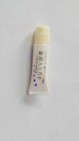 Tokyo, Japan on 1 Oct 2023. Isolated photo of one of the hotel amenities, a small toothpaste containing medicine.