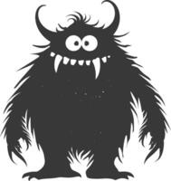 Silhouette funny monster black color only vector