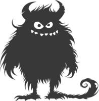 Silhouette funny monster black color only vector