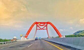 Batang, Indonesia on March 8 2023. The Kalikuto Bridge is the new icon of the Semarang Batang Toll Road. T photo