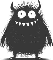 Silhouette funny monster black color only vector