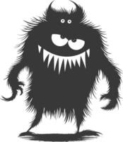 Silhouette funny monster black color only vector