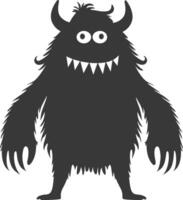 Silhouette funny monster black color only vector