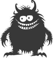 Silhouette funny monster black color only vector