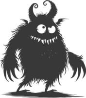 Silhouette funny monster black color only vector