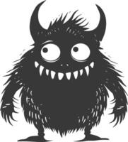 Silhouette funny monster black color only vector