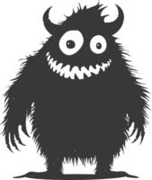 Silhouette funny monster black color only vector