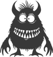 Silhouette funny monster black color only vector