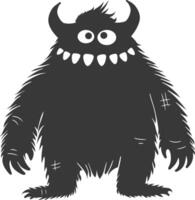 Silhouette funny monster black color only vector