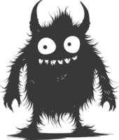 Silhouette funny monster black color only vector