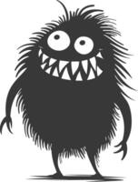 Silhouette funny monster black color only vector