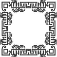 Silhouette Greek square frame black color only vector