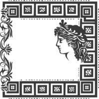 Silhouette Greek square frame black color only vector