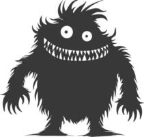 Silhouette funny monster black color only vector