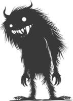 Silhouette funny monster black color only vector