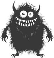 Silhouette funny monster black color only vector