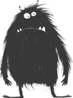 Silhouette funny monster black color only vector