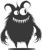 Silhouette funny monster black color only vector