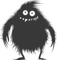 Silhouette funny monster black color only vector