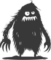 Silhouette funny monster black color only vector