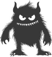 Silhouette funny monster black color only vector