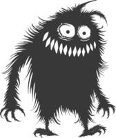 Silhouette funny monster black color only vector