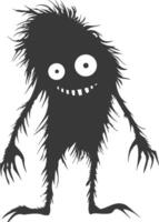 Silhouette funny monster black color only vector